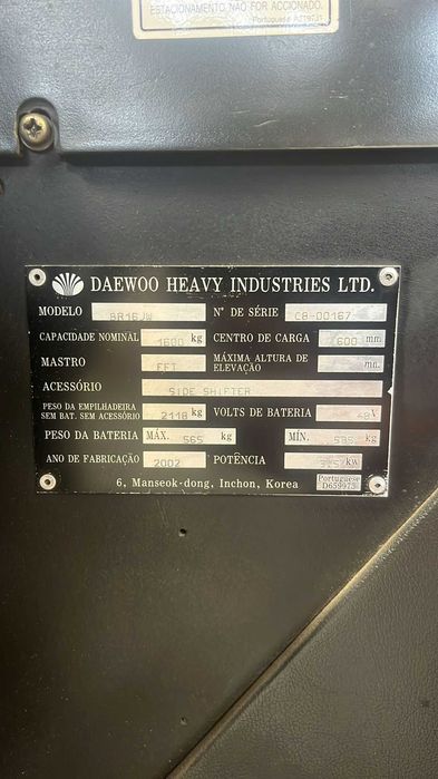Empilhador Eléctrico Daewoo/Doosan BR16JW – 1600kg – Revisões em dia