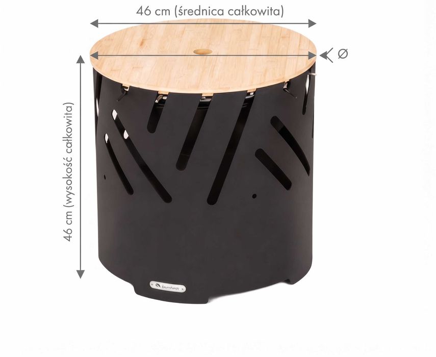 Crown 46cm Niskie Palenisko Z Funkcją Grilla Czarne