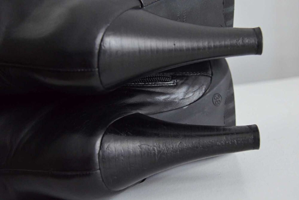 MUSZKIETERKI kozaki ZA KOLANO na wygodnym słupku całe ze skóry 38