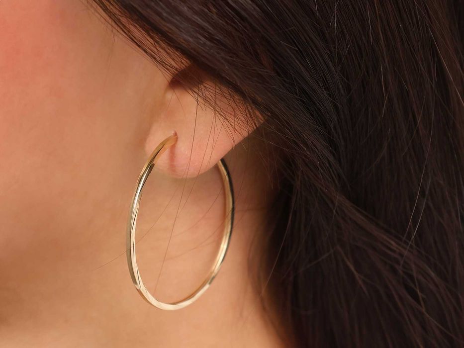 Kolczyki złote duże kółka zdobione szarniry 40 mm PR 585