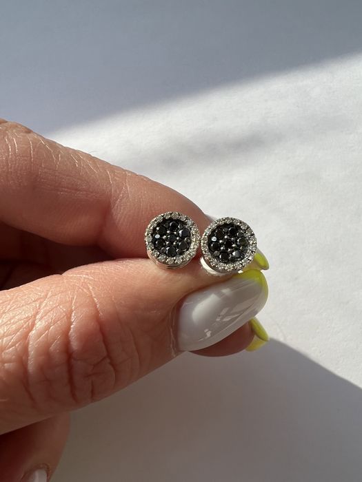 Золотые серьги пусеты с бриллиантами 0,31ct белое золото 585 проба золоті сережки з діамантами