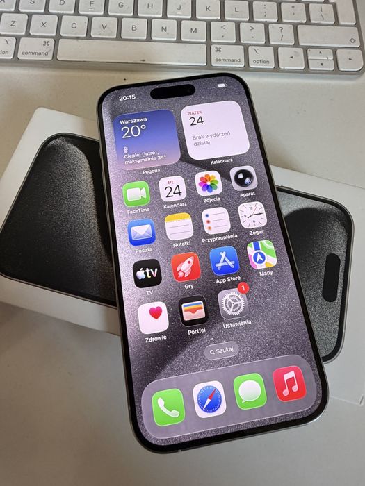 Bateria 95% iPhone 15 Pro 256gb White Titanium Stan Idealny