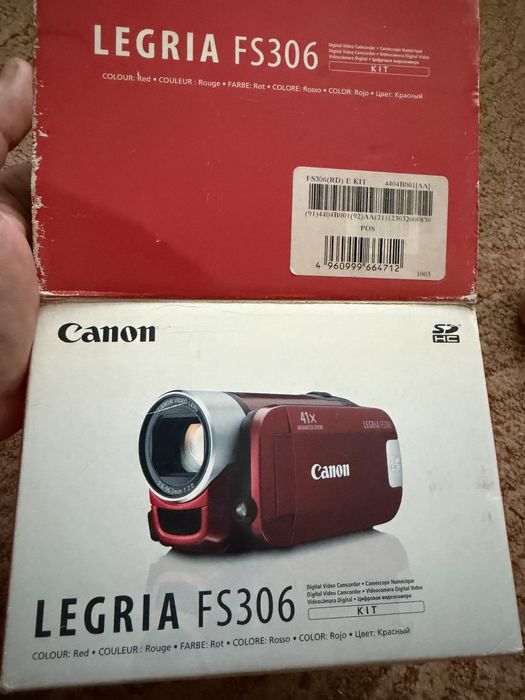 Відеокамера Canon Legria FS306 41x Zoom, червона, повний комплект Видеокамера