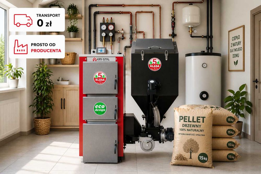 Piec 15kw do 150m2 Z PODAJNIKIEM na PELLET kocioł 5 klasa piece kotły  ECODESIGN technix PELL LUX od 10kw do 48kw
