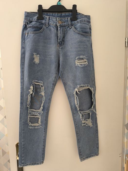 Nowe jeansy z dziurami boyfriend damskie XS/S