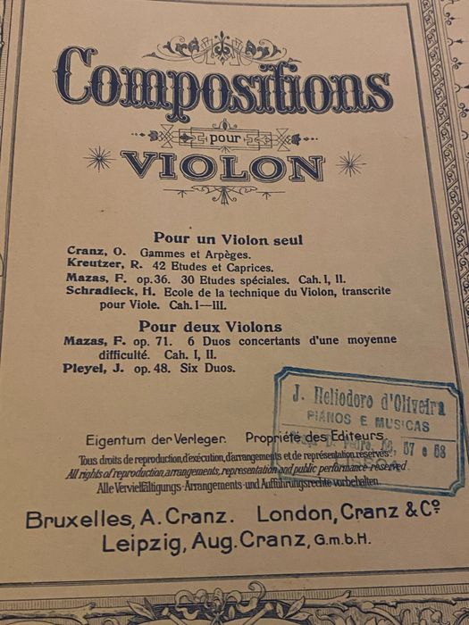 Partitura Schradiek École de la Technique du Violon, edition Cranz
