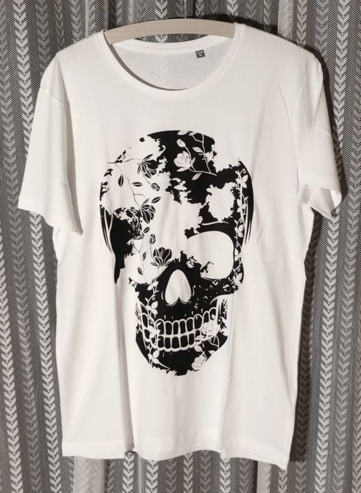 T-shirts brancas com Caveiras Unisexo