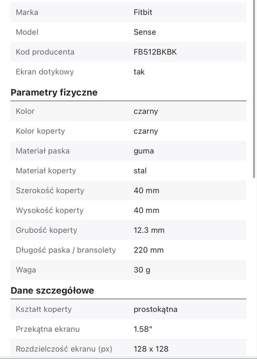 Smartwatch Fitbit Sense (czarny)