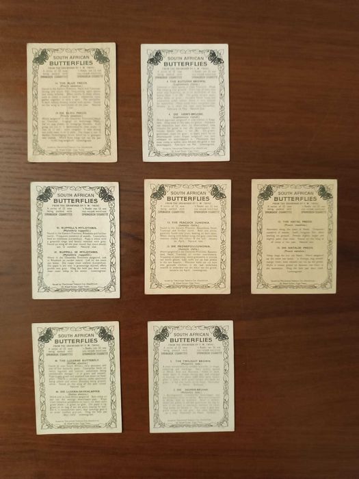 Coleção antiga de cromos de borboletas Sul-Africanas