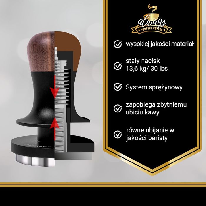 Tamper do kawy 58 mm z regulacją ciśnienia
