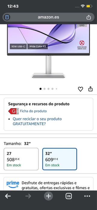 Monitor BenQ MA320U 32” 4K – Ideal para MacBook – NOVO – 699€