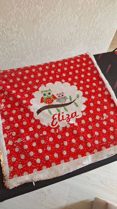 Poszewka na poduszkę z imieniem Eliza cekiny dwustronna