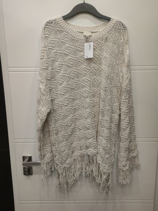 Ażurowy sweter/sukienka H&M z frędzlami. Nowy wyprzedany 50 zł TANIEJ!