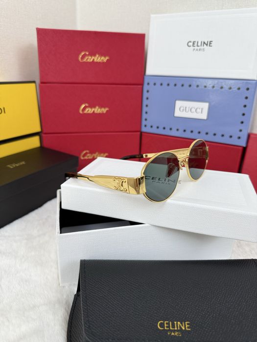 Сонцезахисні окуляри Celine Paris у золотій оправі | Преміум якість