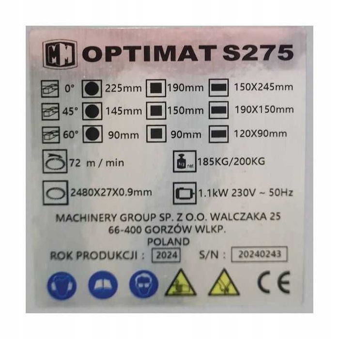 Mocna Piła taśmowa, przecinarka do metalu 225 mm  skrętne ramię