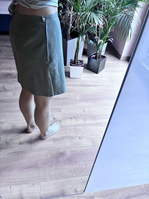 Szara mini spódniczka z podszewką M/L garniturowa