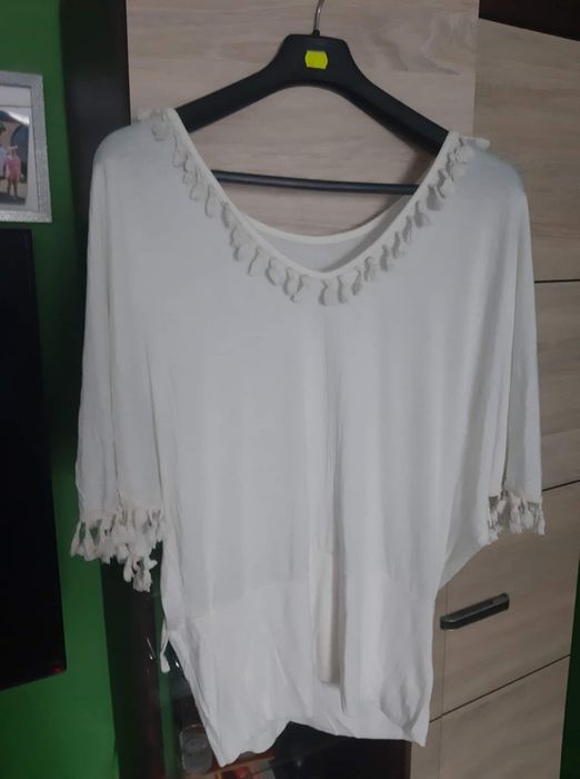 Bluzka w stylu boho biała 52 54