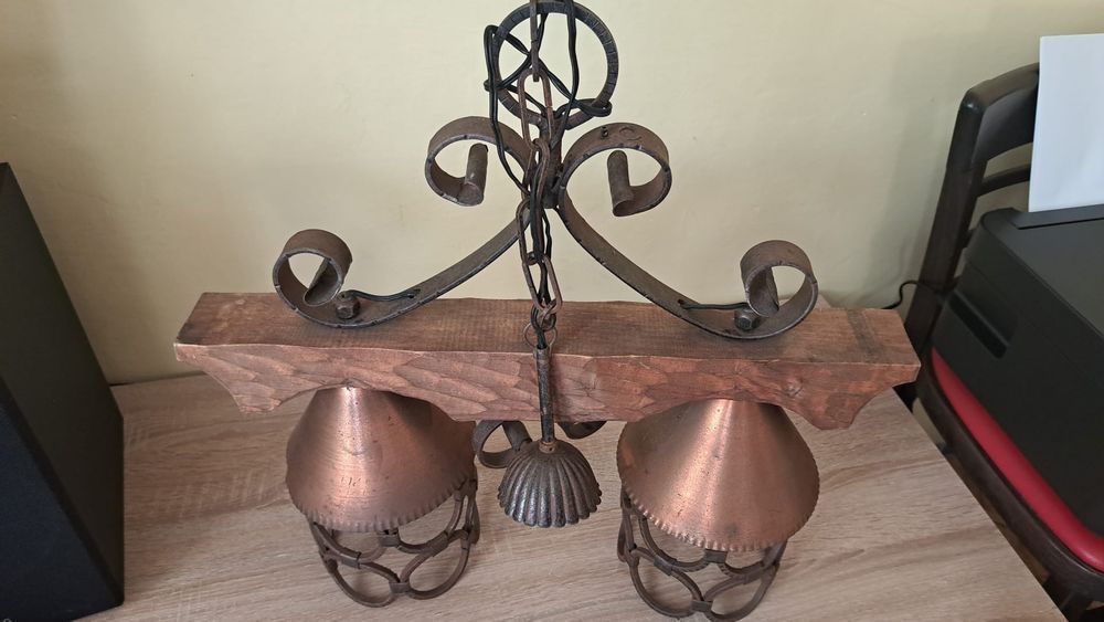 Retro Lampa Metal Drewno