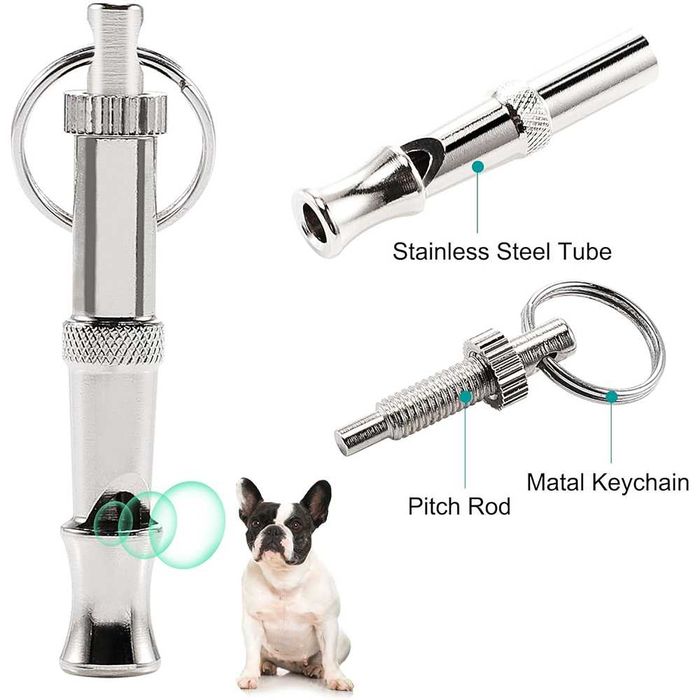 Apito Ultrassônico Ajustável para Cães em Aço Inoxidável – Ferramenta Portátil de Treinamento para Cães e Gatos NOVO