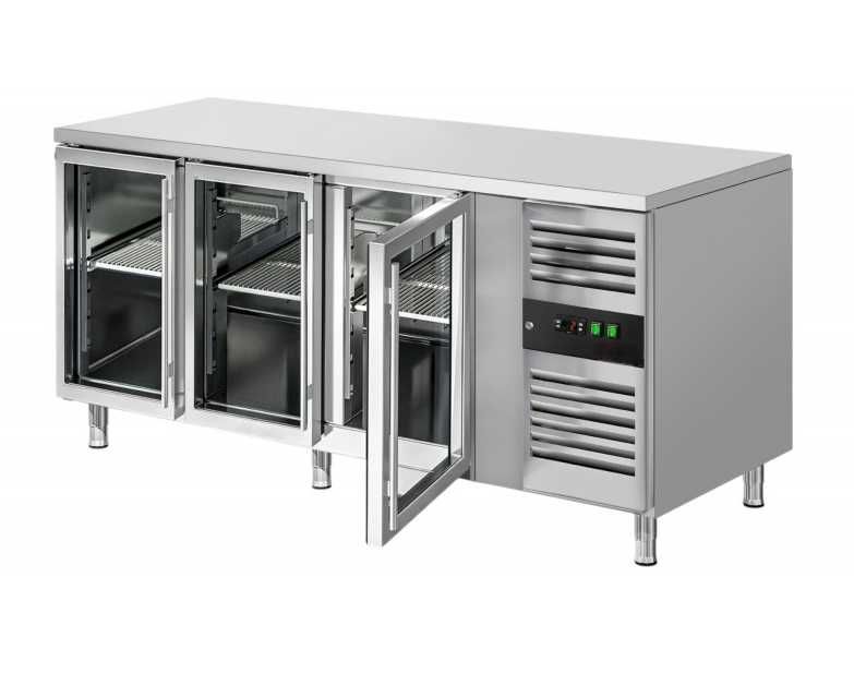 Bancada Refrigerada 3 Portas em Vidro - NOVA