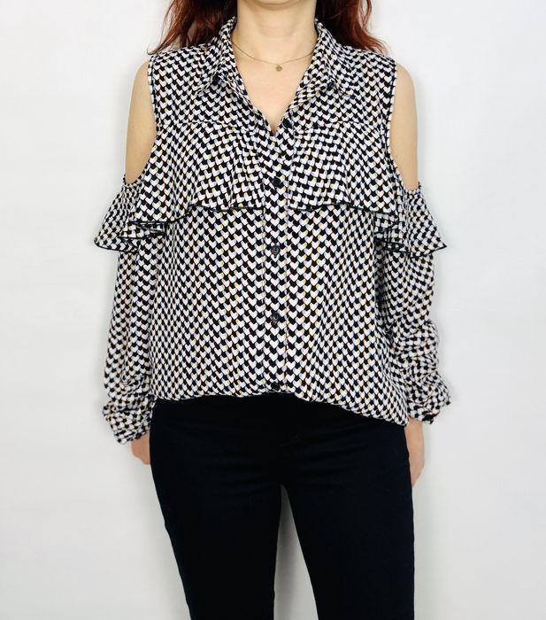 Bluzka hiszpanka w kratkę z falbankami L 40 Atmosphere