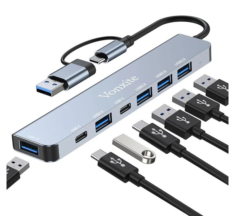 Vonxite USB C Hub, 7 w 1 USB Hub Adapter Multiport do MacBook laptop