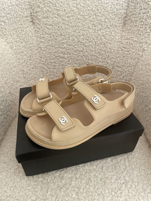 Sandaly gumowe chanel bezowe 39 40 Dad sandals