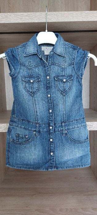 H&M Wycierana jeansowa sukienka szmizjerka Rozmiar 104