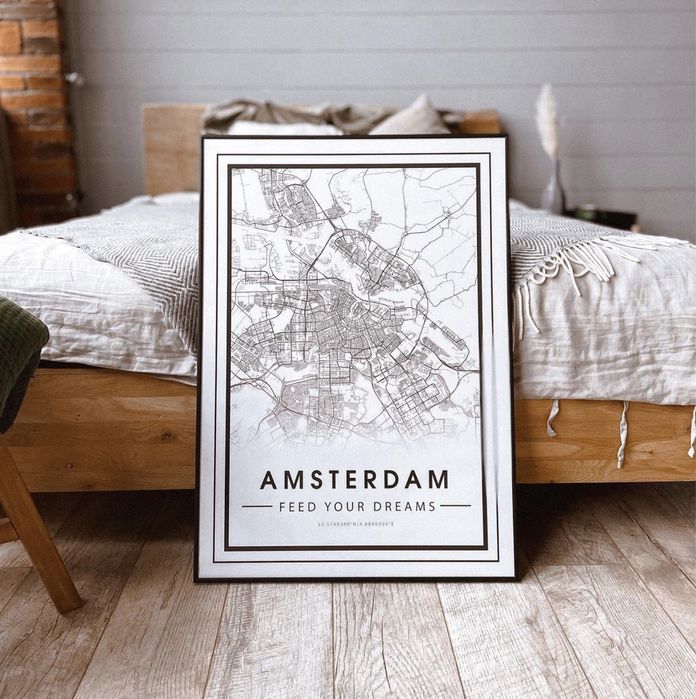 Постер с картой города Картина место встречи Подарок