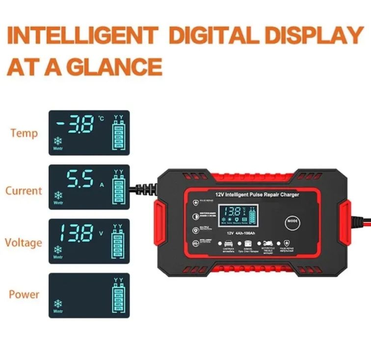 Ładowarka samochodowa/ 12V6A/Motocykl Samochód Cyfrowy Wyświetlacz