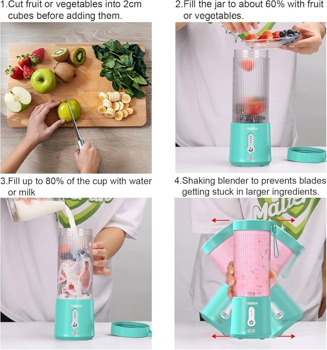 Denokin przenośny blender 450ml kolor biały