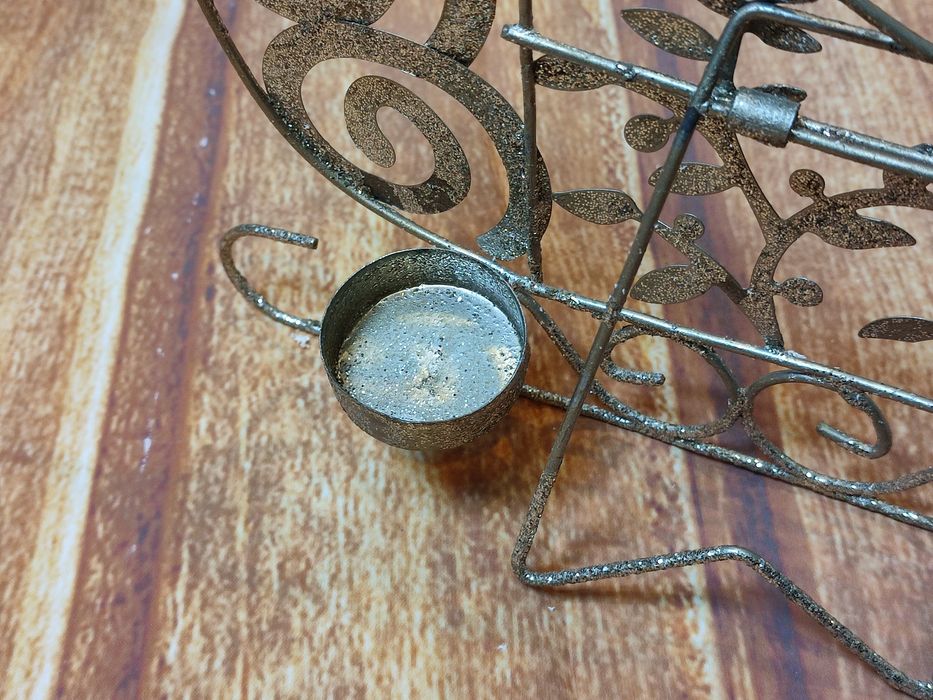 Новорічний металевий підсвічник сани з блискітками