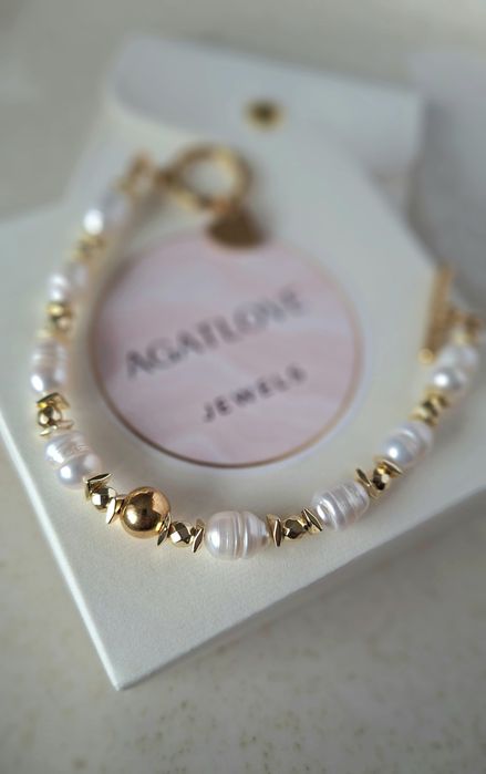 Bransoletka pozłacana z pereł