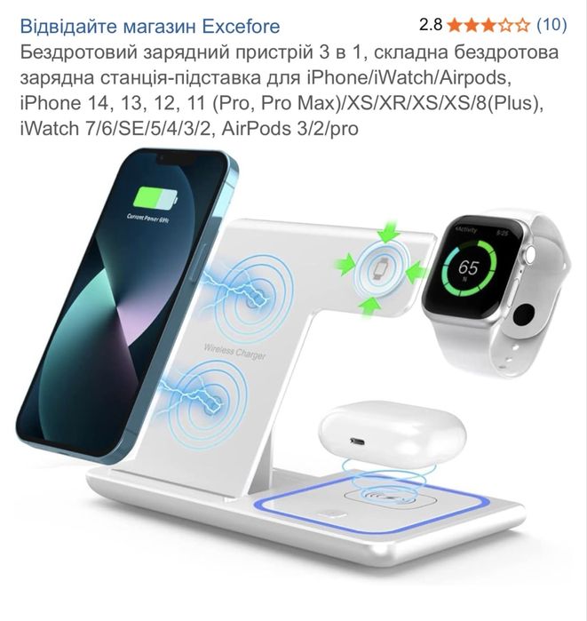 Бездротова док станція 3 в 1. 470 грн.
