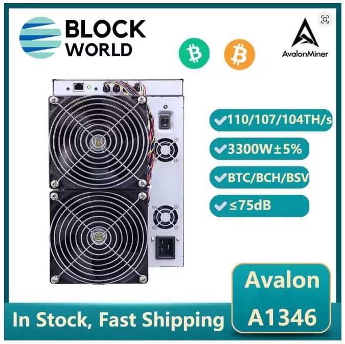 Майнер Miner Asic BTC Avalon A1346  107Th/s 3300W Bitcoin