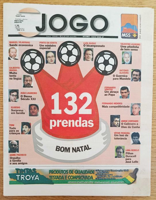 Lourosa e Lamas os queridos inimigos - jornal O Jogo de dezembro de 2000