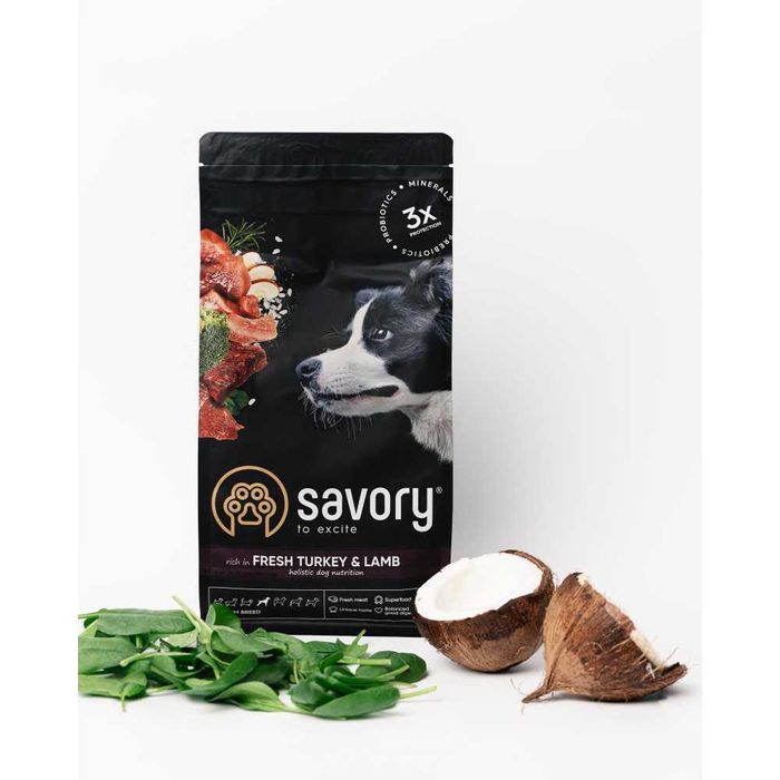 Savory Medium корм для собак середніх порід 12кг (індичка і ягня)