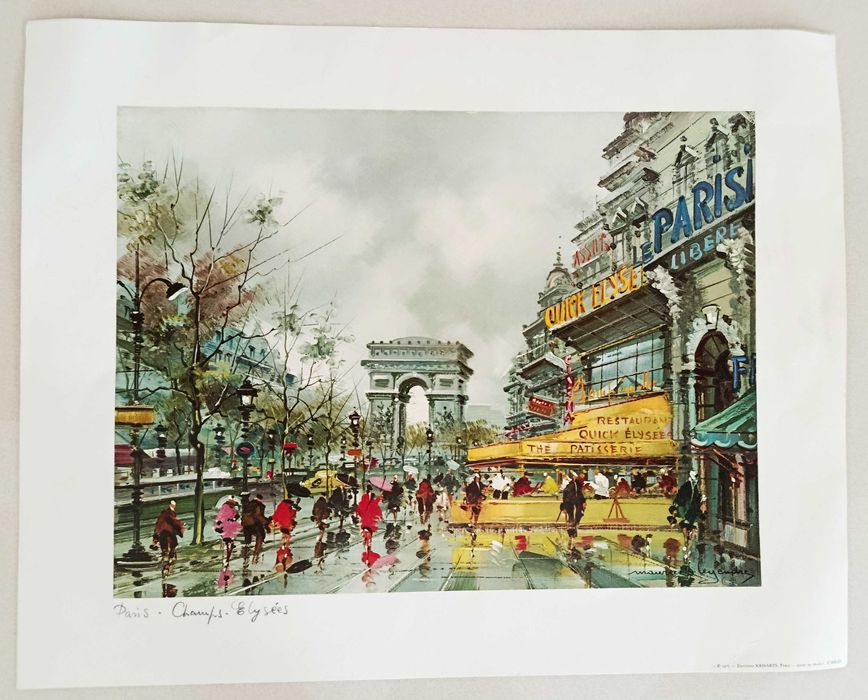 Litografia decorativa vintage "Cidade de Paris"