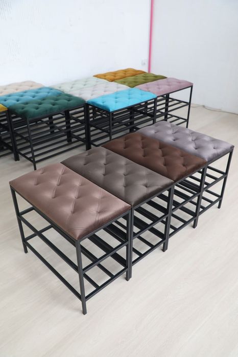 Банкетка для прихожей с мягким сиденьем, поличка для взуття, лавочка