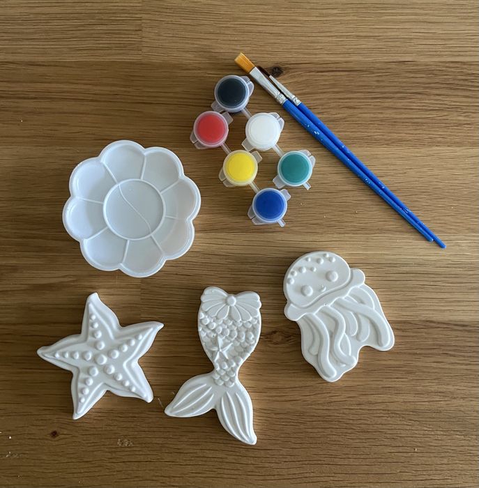 Kit de pintura de peças em gesso motivo mar  para as crianças