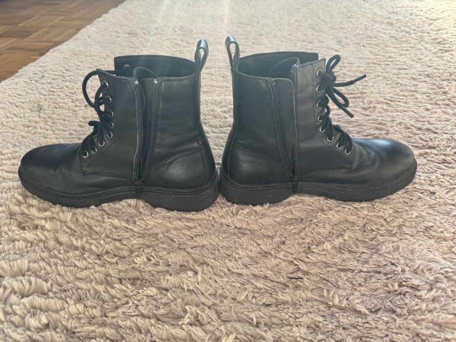 Glany buty zimowe za kostkę damskie czarne roz.37
