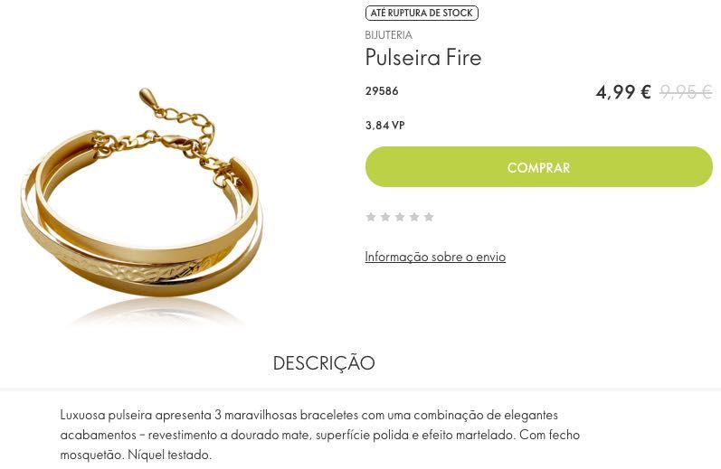 Pulseira Dourada Fire NOVA64550710464643121