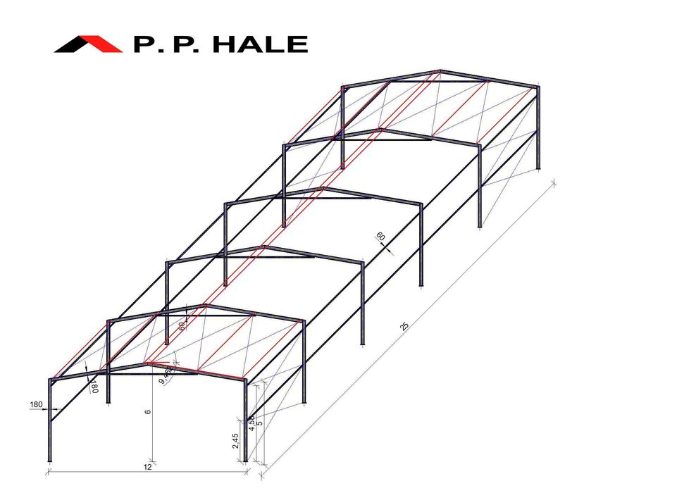 Konstrukcja Stalowa 12x25 m - Wiata Hala Magazyn - Nowa i Solidna