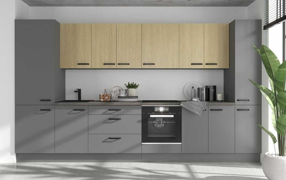 Zestaw mebli kuchennych NASTIA/SANDI kuchnia modułowa antracyt/artisan