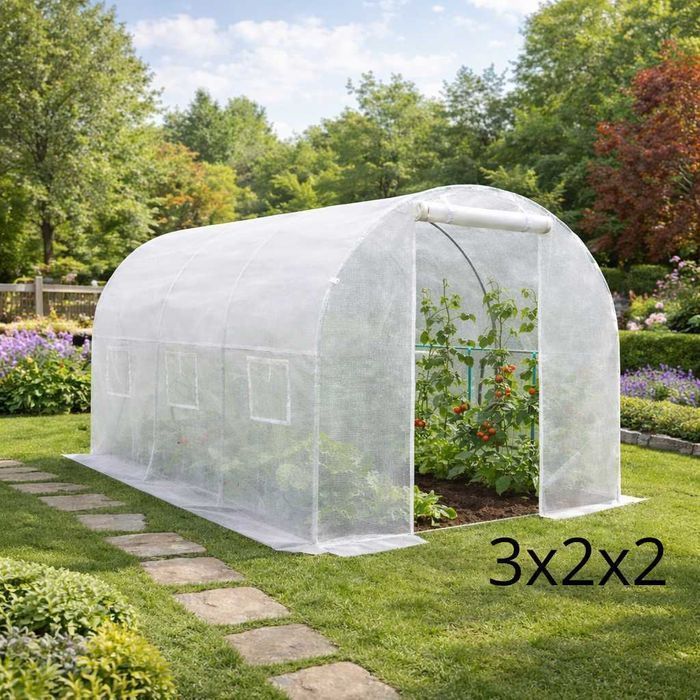 NOWA Szklarnia Ogrodowa 3x2x2 z Poliwęglanu Namiot Tunel Foliowy Ocynk