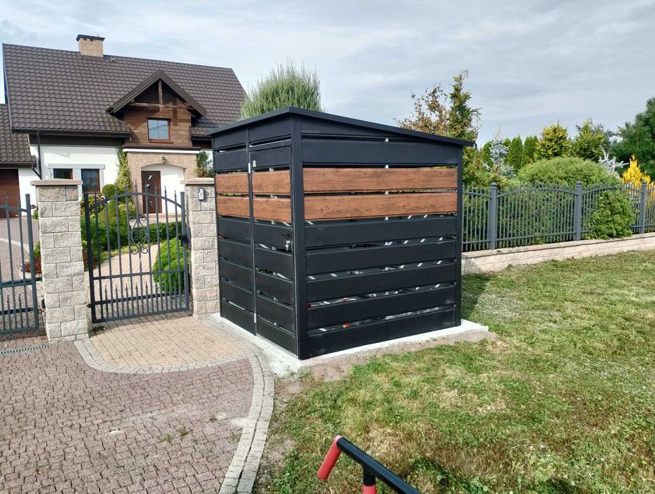 BIAŁA Wiata Śmietnikowa Magazyn ŚMIETNIK  Blaszany Schowek - Maj-Blach