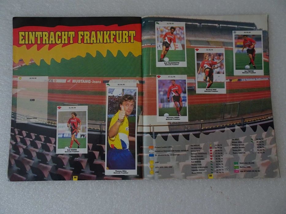 Caderneta de cromos de futebol Eurocups Stars Parade 94-95 (faltam 6)