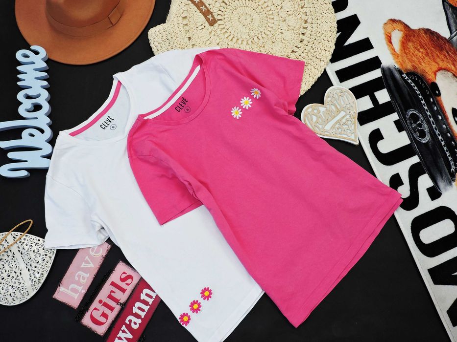 Cleve 2 pack t shirtow stokrotki bawełna S