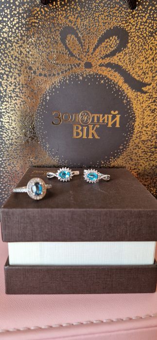 Срібні сережки 925 з блакитними топазами