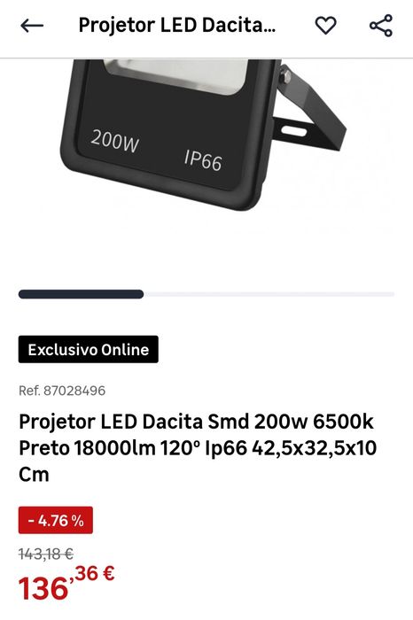 Projetor LED Dacita Smd 200w 6500k